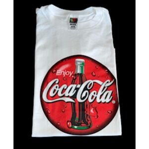 Vintage Fruit Of The Loom Men's XLarge T-Shirt White  Coca Cola Enjoy Coke